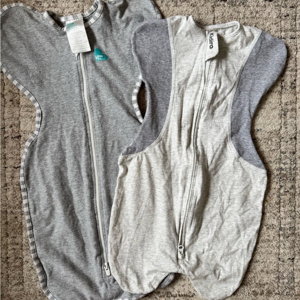 Ergonomic Grey Baby Sleep Sacks - Bundle Set of 2 love to dream + kidira brands